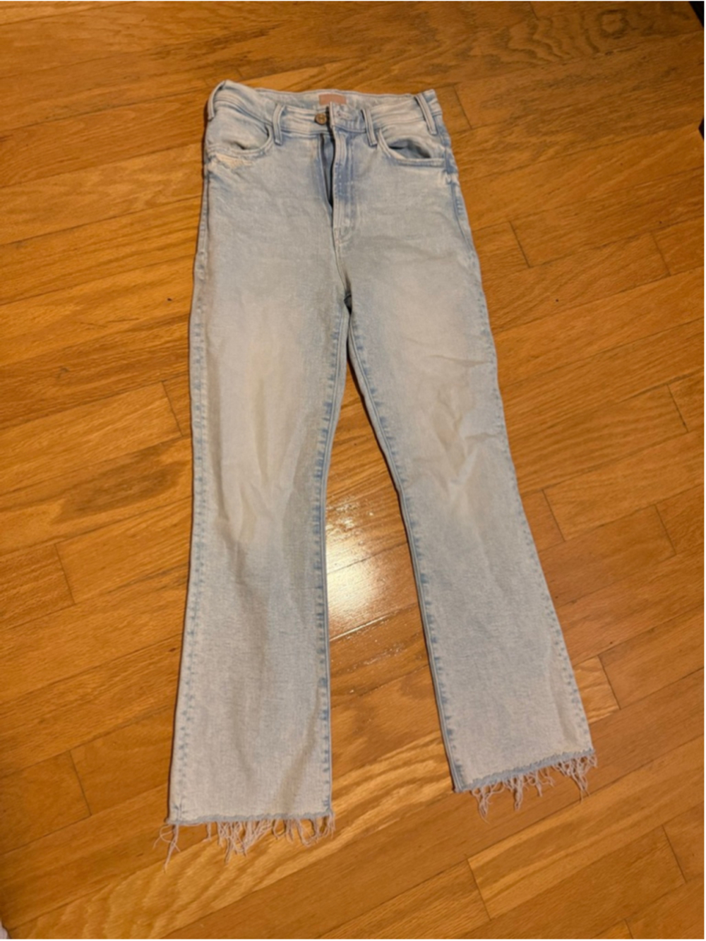 Preowned, Women's MOTHER The Hustler Ankle Fray jeans, light blue, Size 26
